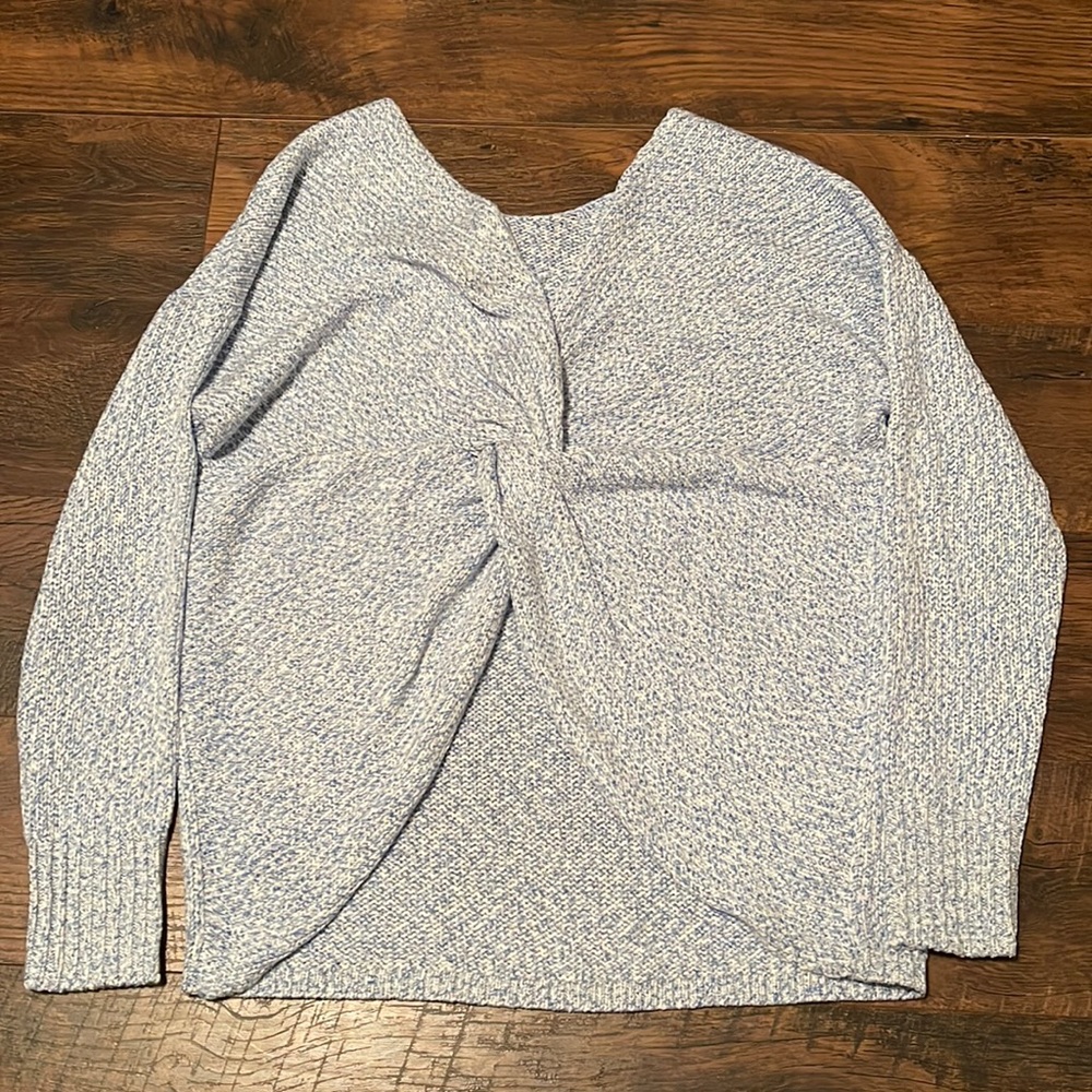 NWT- LOFT twist back blue marbled sweater